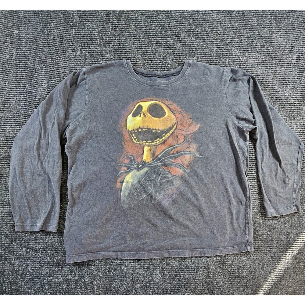 Disney Top Women 2XL Gray Halloween Skeleton Jack Skellington Head Graphic Print